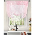 thumbnail image 3 of Pink Boho Tie Up Curtains for Kitchen Bathroom Bedroom Windows 45 Inch Length, Vintage Floral Contemporary Art Balloon Drape Curtains Shade Rod Pocket Drapery Curtain Panel, 42"x45", 3 of 7