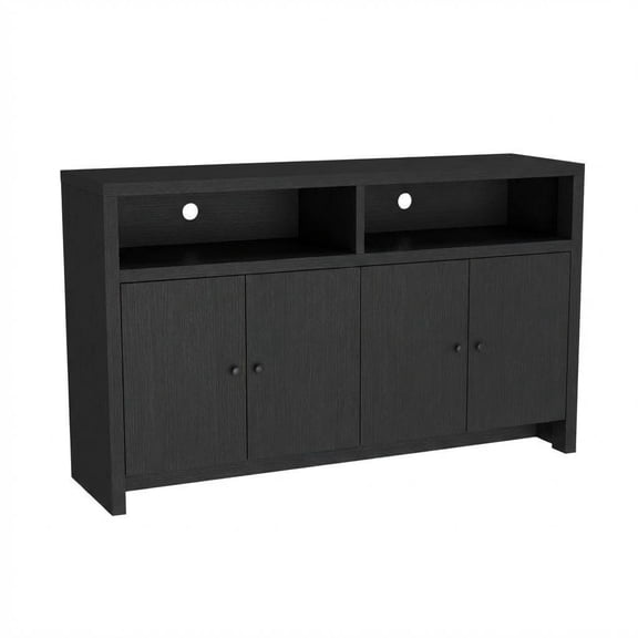 Buffet Sideboard with Storage, 4 Doors & Adjustable Shelves, 55'' Large Farmhouse Kitchen Storage Cabinet Wood Coffee Bar Cabinet for Kitchen, Dining Room, Entryway, Living Room, Black