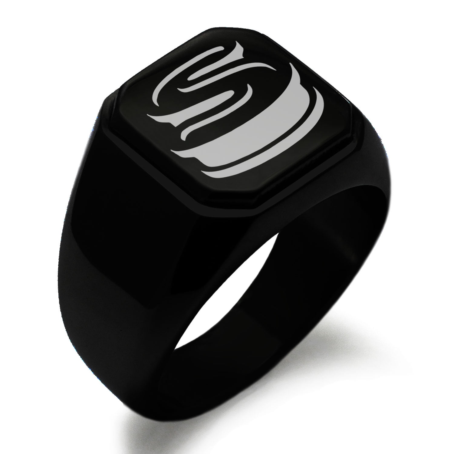 Stainless Steel Letter S Initial 3D Monogram Engraved Engraved Square ...