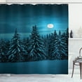 thumbnail image 1 of Ambesonne Night Shower Curtain, Tranquil Snowy Woodland, 69"Wx70"L, Turquoise Teal White, 1 of 3