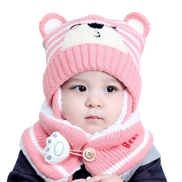 Paquete De 2 Gorros De Lana Para Bebé, Apariencia Bonita, Accesorios Para Niños, Polaina Para El Cuello, Invierno Y Otoño, Forma De Oso, Múltiples Colores, Orejera N.° 2 Serendint AP006926-04