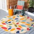 thumbnail image 2 of SAFAVIEH Cabana Janae Floral Indoor/Outdoor Area Rug, Ivory/Green, 5'3" x 5'3" Round, 2 of 13