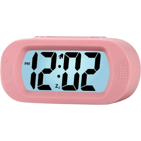 Kids Alarm Clock Large Digital LCD Travel Alarm Clocks with Snooze and Night Light - Ascending Sound and Handheld Size - Best Gift for Kids (Yellow)