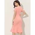 thumbnail image 4 of Vestido de trabajo vintage Allegra K ajustado de sirena de manga corta Rosa M, 4 of 6