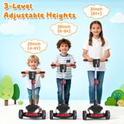 SIMATE Electric Scooter for Kids Ages 4-10,Thumb Accelerator, LED Lights LCD Screen, 3 Adjustable Height & 3 -Wheels Electric Scooter for Girls/Boys,5mph