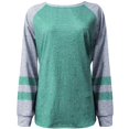 thumbnail image 3 of Hauts pour Femmes Manches Longues Femmes Décontracté Col Rond T-Shirt Imprimé Ample Patchwork Manches Longues Hauts Blouse Unie, 3 of 5