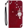thumbnail image 6 of Case for Xiaomi Poco F4 5G with Credit Cards Pocket, Glitter Bling Diamond PU Leather Wallet Phone Case Flip Cover for Xiaomi Poco F4 5G Owl Red, 6 of 12