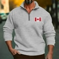 thumbnail image 2 of Mens Shirts Mens Canadian Flag Graphic Pullover Fall Shirt Long Sleeve Quarter Zip Sweatshirt Men Fashion Patriotic Print Tops, 2 of 7