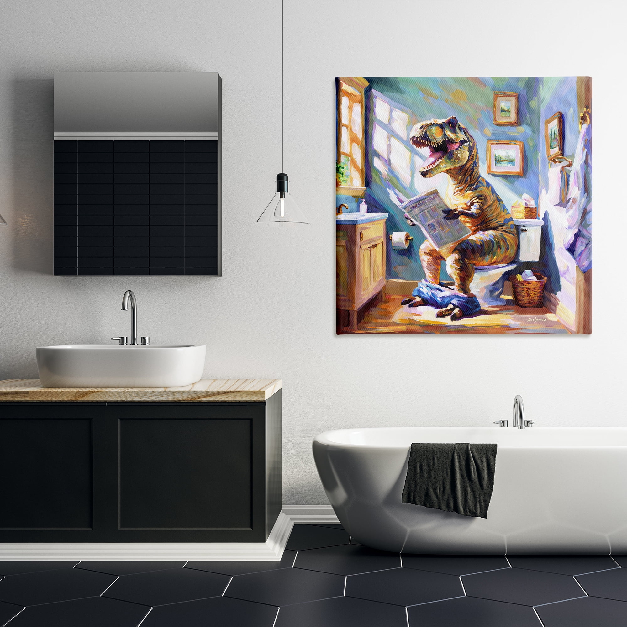 Stupell Industries Urban Bathing Bear Typography Painting Gallery Wrapped Canvas Art Print Wall Art, 36 x 36