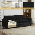 thumbnail image 6 of Ktaxon Corduroy Sofa Bed with Removable Ottoman, 90" Oversized Loveseat with Double Layer Cushions, Pillow Arms, Wood-Grain Legs for Living Room Bedroom Black, 6 of 9