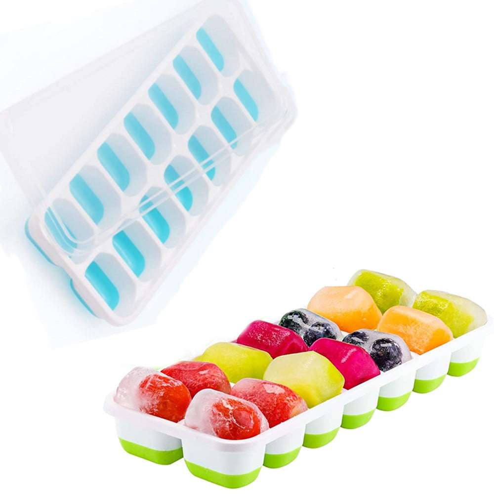Torubia Silicone Ice Cube Trays with Lids for Freezer 2 Pack Mini 14