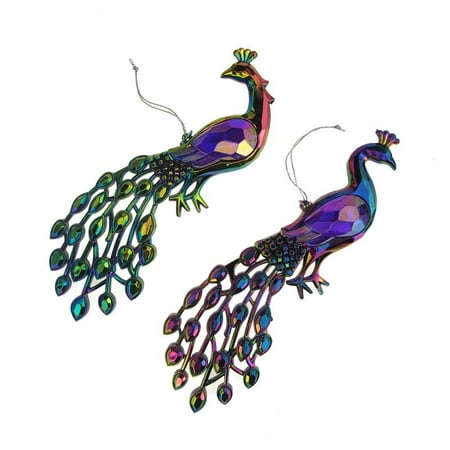 Acrylic Iridescent Peacock Christmas Tree Ornaments, 8-Inch,