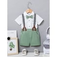 thumbnail image 2 of CARETOO Toddler Boy Clothes Formal Suit Cotton Fabric Short Sleeves Shirt Pants Bowtie 3pcs Set, 2 of 15