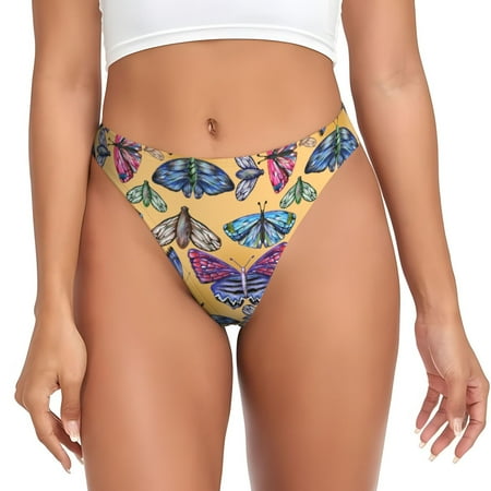 Thongs for Women - Butterfly 3 No Show Seamless Womens Thongs Underwear  Soft Stretch G String Thongs for Women Cuteness Ladies Thong Bikini Panties Briefs