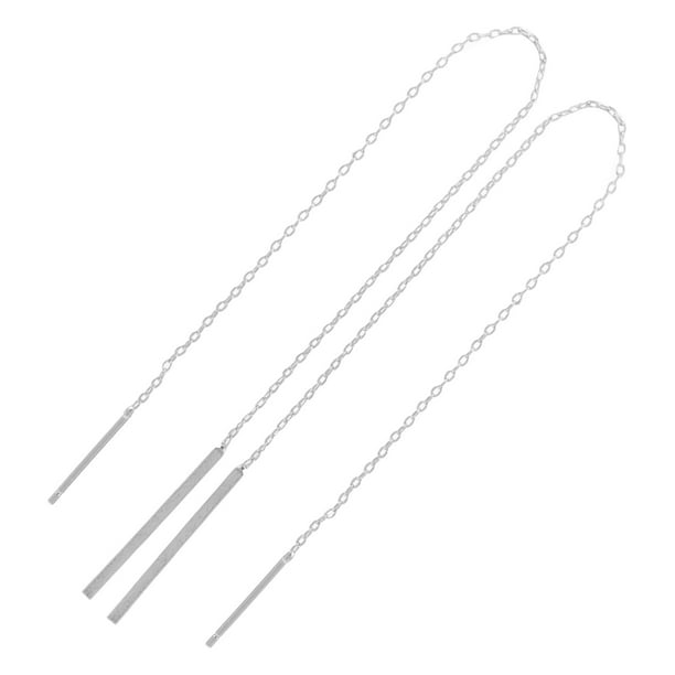 1 par de pendientes colgantes de cadena minimalistas para mujer, aretes largos con borlas roscadas, joyería de moda para las orejas, aretes de hilo para mujer