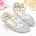 thumbnail image 6 of hoksml Girls Glitter Princess Heels with Star Ankle Strap, Sparkly Low Heel Dress Shoes for Wedding Party Pageant and Holiday Wear, 6 of 7