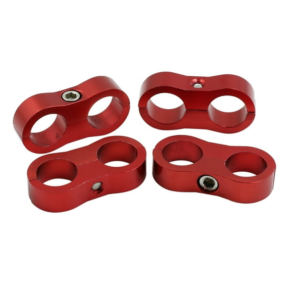4 Pcs AN10 19mm Red Aluminium Alloy Fuel Oil Pipe Tube Holder Connector