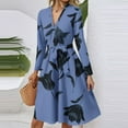 thumbnail image 2 of Xyxonk Women's Casual Dresses Long Sleeve Fashion Teacher Dress Fall V Neck Dresses Empire Waist Casual a Line Floral Print Dress Blue XL, 2 of 4