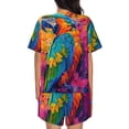 thumbnail image 6 of Susaid Vibrant Parrot Splash Art Print Women's Pajama Set, Button-Up Sleepwear with Elastic Waist Shorts, Perfect for Lounging, Yoga, Beach, and Casual Wear-4X-Large, 6 of 7