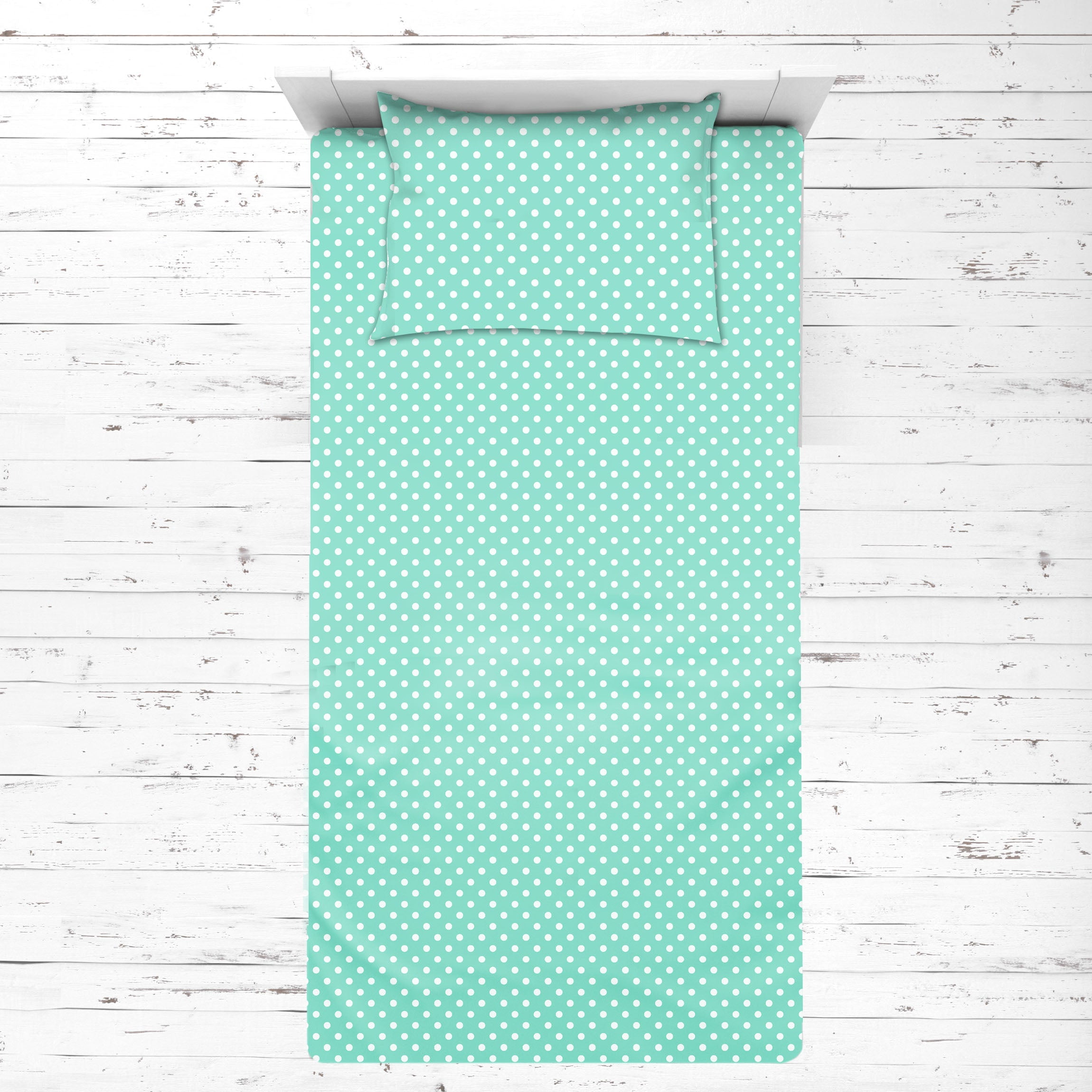 Bacati - Pin Dots Mint Green Toddler Bedding/Sheet Set 100% Cotton Percale