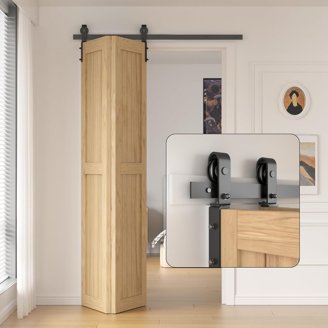 VEVOR 6-Foot Sliding Barn Door Hardware Kit - Black, 330 Lb Capacity, Fits Doors Up To 36" Wide