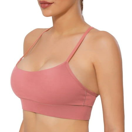 Yindaity Women s Inbarely Bralettes Cami Bras No Underwire Wireless Seamless Unlined Comfort Sports Bra Pink L