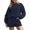 Z-Navy543, variant on JIAYUE Women 2 Piece Outfits Sets Casual Long Sleeve Shorts Pocket Drawstring Solid Color Round Neck Top Loose Fit Female Trendy Clothing Set