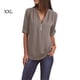 thumbnail image 1 of Qarigey - Camisa de manga corta con cuello en V para mujer con cremallera decorativa Prendas para la parte del cuerpo gris XXL, 1 of 2