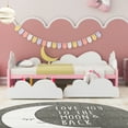 thumbnail image 3 of Gewnee Twin Wood Platform Bed,Pink Platform Bed with Drawers,Clouds and Moon Decor for Kids, 3 of 9