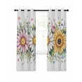 thumbnail image 7 of Colorful Daisy Floral Blackout Curtains for Bedroom, Spring Flowers Botanical Leaves Rustic Thermal Insulated Kitchen Drapes with Grommets, Light Blocking Window Treatment, 2 Panels 52" x 54", 7 of 7