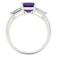 thumbnail image 4 of 1.62 ctw 3 Stone Anniversary Ring for Women | Square Emerald Cut Natural Amethyst | Hyperallergenic Solid 18K White Gold, 4 of 5
