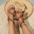 thumbnail image 7 of CHGBMOK Sandals for Women Dressy Summer Flats Flowers Beaded Open Toe Watermelon Strawberry Shoes Roman Sandals, 7 of 7