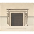thumbnail image 2 of John Yenn 14x12 Black Ornate Wood Framed Double Matted Museum Art Print Titled: Design for a Chimneypiece (Late 18th-Early 19th Century), 2 of 5