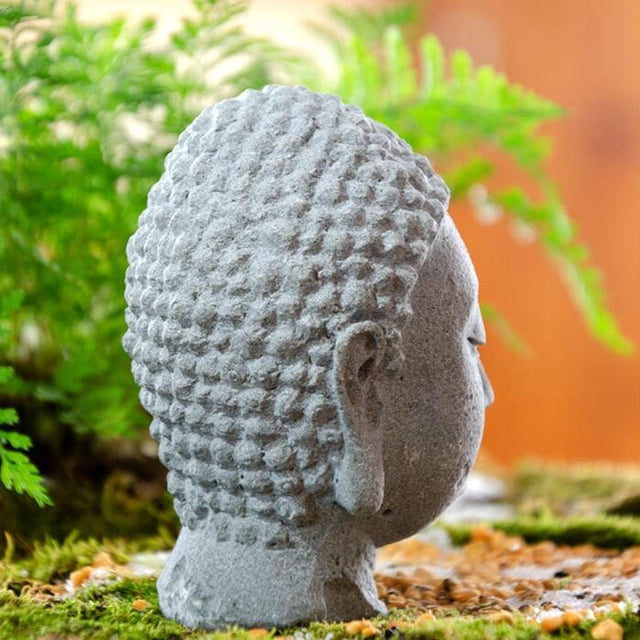 Estatua de Cabeza de Buda Macarena de Resina Acuario Ornamento Mano de Obra Fina Mini Jardín