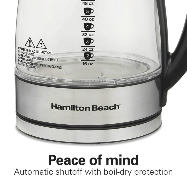 Hamilton Beach Temperature-Control Electric Glass Kettle, 1.7 Liter Capacity