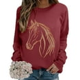 thumbnail image 5 of Chuancc Winter Sweatshirt for Women Womens Crewneck Women Fall Clothes Long Sleeve Sweaters for Women Cozy Tops for Women Cropped Sweatshirts for Women Casual Long Sleeve Tops for Women Wine L, 5 of 7