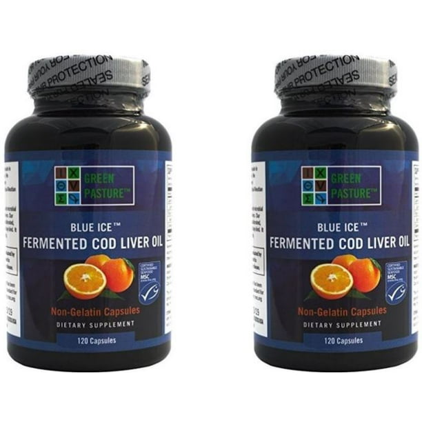 Blue Ice Fermented Cod Liver Oil - ORANGE Flavor - 120 Capsules - 2