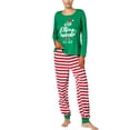 thumbnail image 4 of Baqcunre Family Christmas Pajamas Matching Sets,Women's Loose Long Sleeved Pants With Round Neck And Hem Christmas Print Stripe Pajama Mom Style Lounge Set,Pajamas For Women Christmas Pajamas Green S, 4 of 9