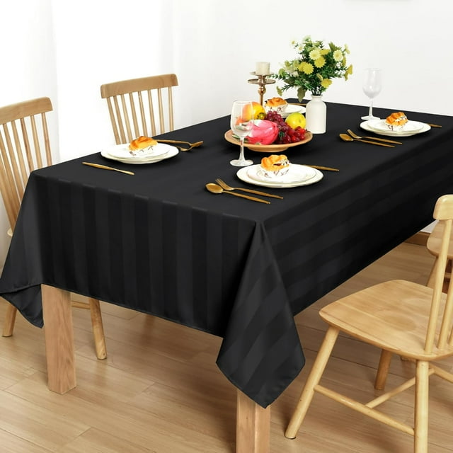Striped Rectangular Table Cloth - Stain and Spillproof Washable Polyester Fabric Table Cloth for Dining Tables x