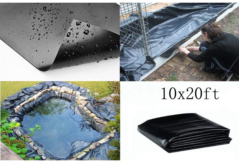 INTBUYING 10'x20' HDPE Pond Liner Pond Skins Flexible Waterproof Garden