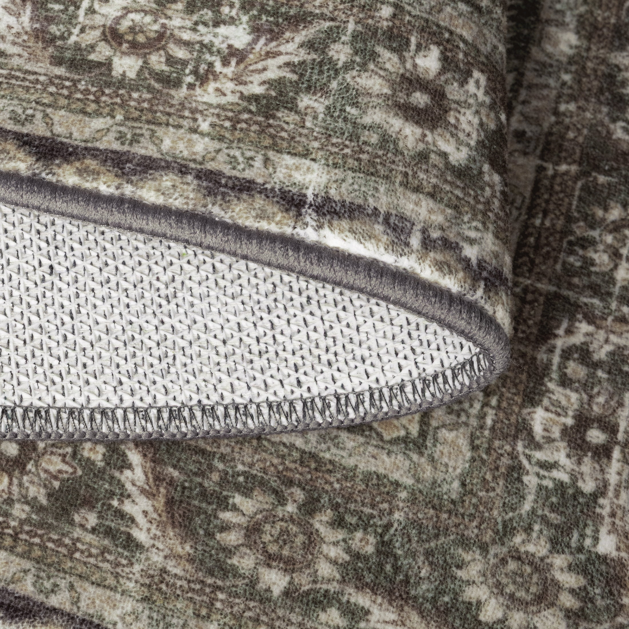 ARJINCUTE Distressed Vintage Low Pile Area Rugs 8'x10', Non-Slips Machine Washable Traditional Farmhouse Floor Carpet, Green