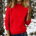 thumbnail image 2 of Knit Sweaters for Women Warm Knitted Mock Turtleneck Tops Fall Winter Long Sleeve Soft Sweater Pullover Red S, 2 of 7