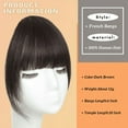 thumbnail image 2 of Clip in Bangs for Women 100% Human Hair Extensions French Bangs Flat Neat Bangs Fringe with Hairpieces Clip on Curved Bangs for Daily Wear, 2 of 7