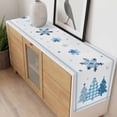 thumbnail image 4 of Blue Christmas Trees Table Runner 72 Inches Long Farmhouse Dress Scarves, Navy Winter Snowflakes Checkered Dining Tablerunner for Coffee Table/Kitchen Island/Party Décor, 13" x 72", 4 of 8
