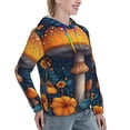 thumbnail image 6 of Daiia Vintage Blue Leaf Mushroom Pattern Women's Fashion Hoodies & Sweatshirts with Kangaroo Pocket Hooded Sweatshirt with Eye-catching Drawstrings-Small, 6 of 7