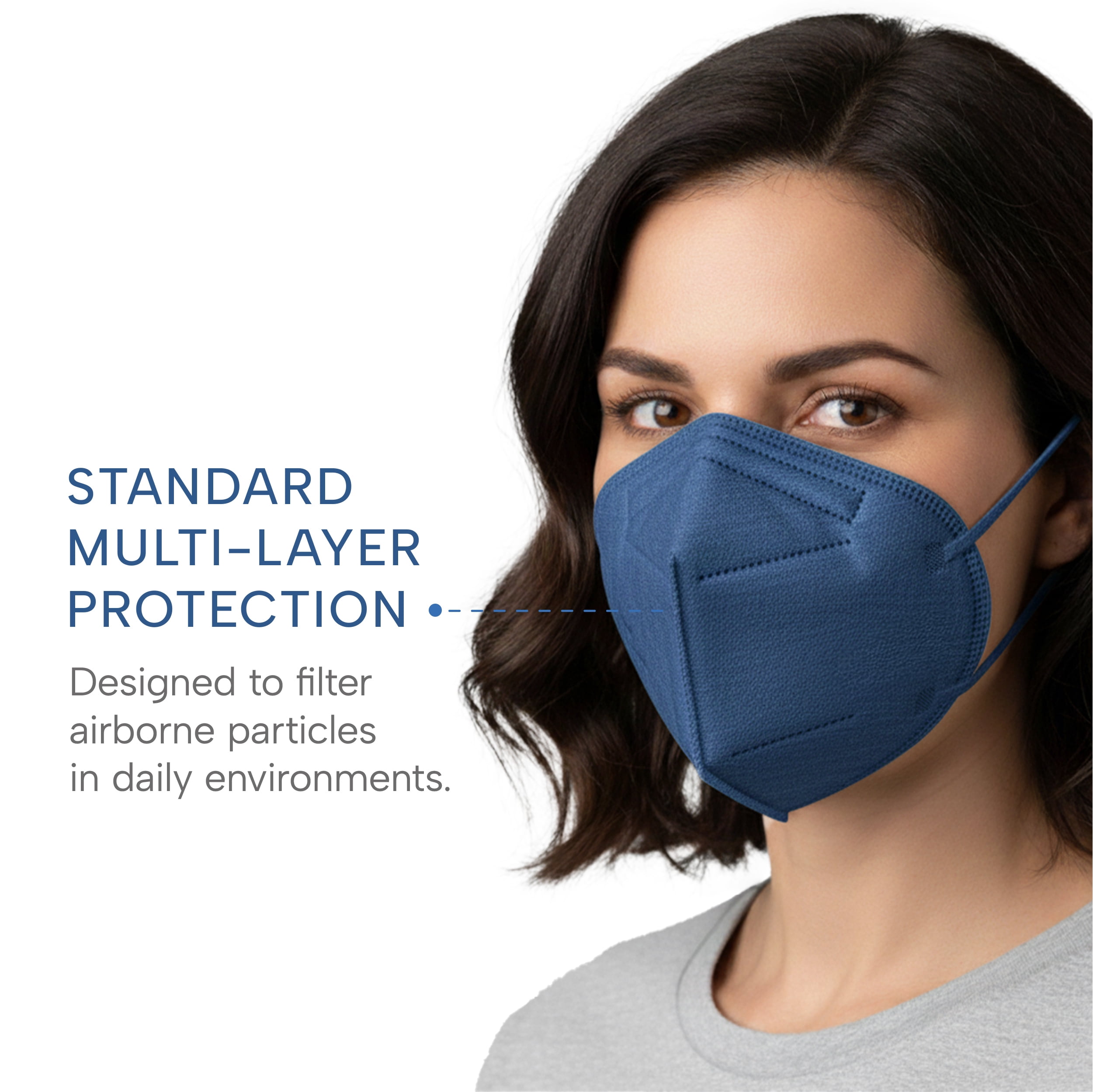 WellBefore Welcome Series KN95 Face Mask, Denim, Medium, Pack of 50