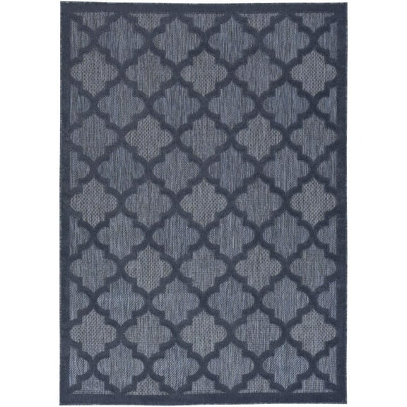 4 X 6 Navy Blue Ikat Indoor Outdoor Area Rug