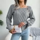 thumbnail image 3 of Suéter de punto para mujer, jersey cálido y acogedor, liquidación, suéter de otoño para mujer, jersey liso moderno, jersey de cuello redondo., 3 of 5