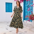 thumbnail image 4 of Women's Spring/Summer Floral Print Deep V-Neck Waist-Slimming Dress for Beach Vacation, 4 of 5