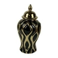 thumbnail image 4 of Jarrón de jengibre de porcelana, jarrón de jengibre de cerámica con tapa, decoración artesanal de porcelana S Negro y Oro, 4 of 9